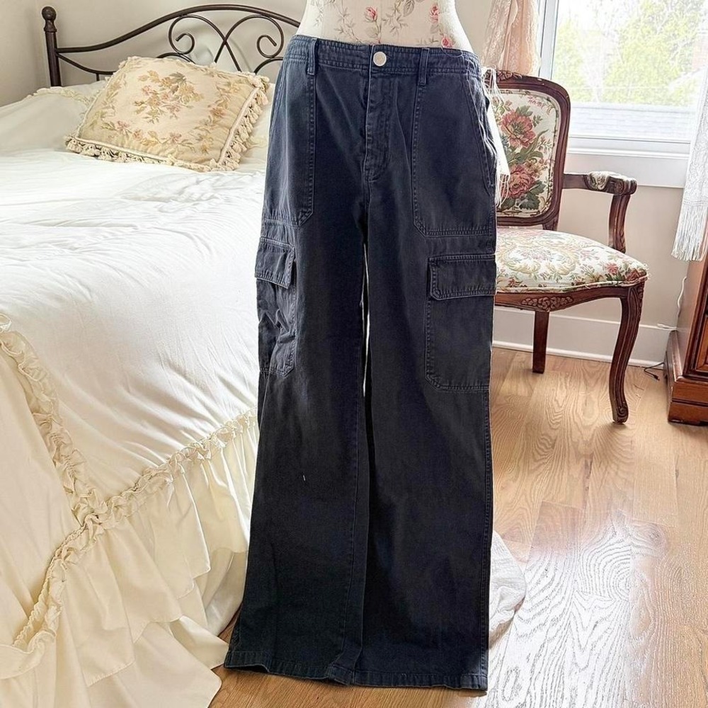 Gray cargo baggy pants Y2K zara grayish blue cargo wide leg pants size 8